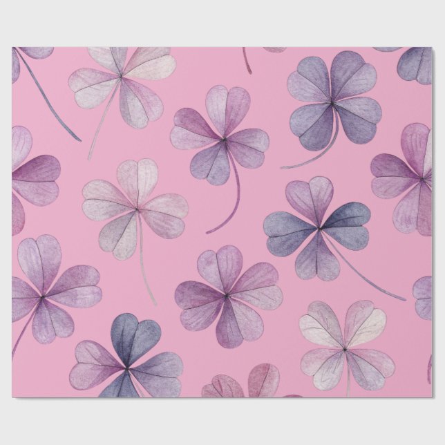 “30x60 Wrapping Paper – Pink & Purple Clover” (Flat)