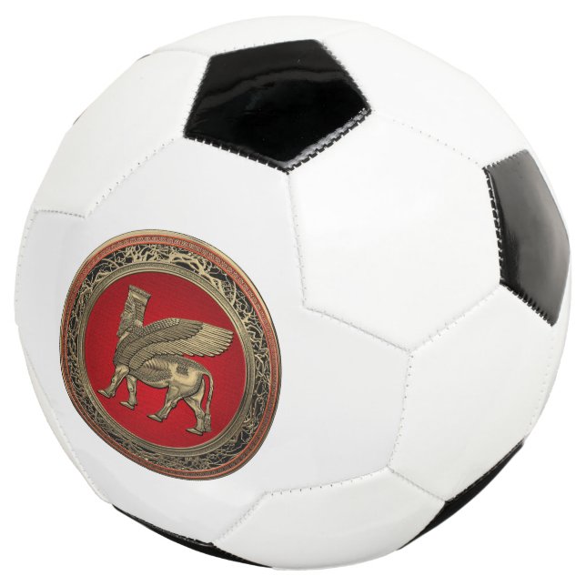[310] Assyrian Winged Bull - Gold Lamassu Football (Three Quarter)