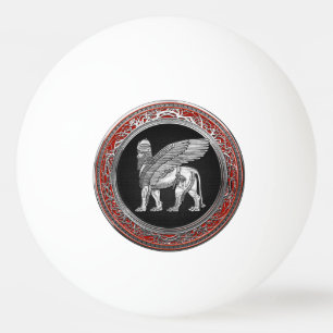 [310] Assyrian Winged Lion - Silver Lamassu Ping Pong Ball