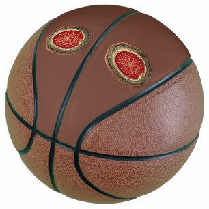 [310] Vegvisir - Viking Gold Magic Runic Compass Basketball