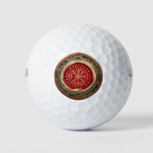 [310] Vegvisir - Viking Gold Magic Runic Compass Golf Balls