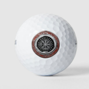 [310] Vegvisir - Viking Silver Magic Runic Compass Golf Balls