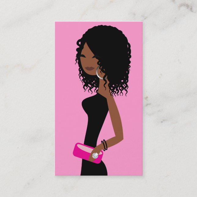311 African American Fashionista Pink Business Card (Front)