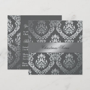 311 Alonnah Damask Charcoal Silver Invitation
