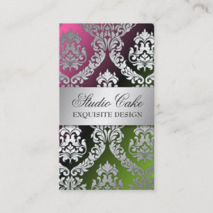 311 Alonnah Damask Lollipop Liquorice Metallic Business Card