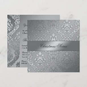 311 Alonnah Damask Moss Metallic Silver Invitation