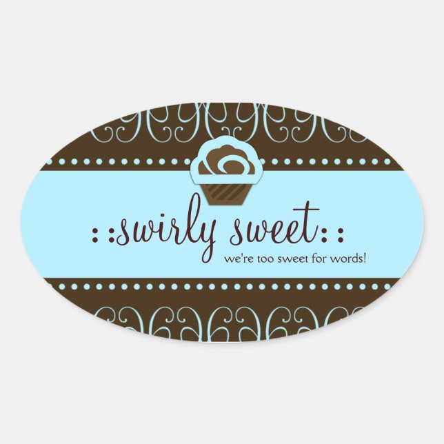311 Baby Blue Swirly Sweet Oval Sticker (Front)