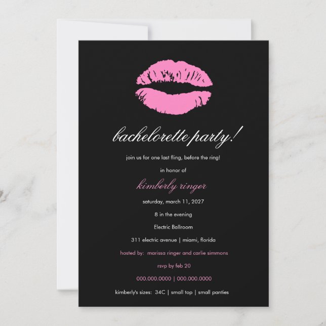 311-Bachelorette / Lingerie Party Invite (Front)