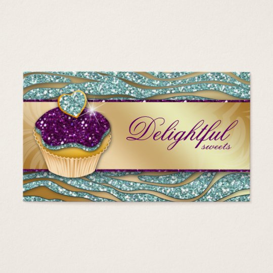 311 Bakery Business Card Zebra Cupcake Sparkle Tea