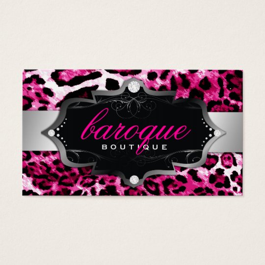 311 Baroque Boutique Hot Pink Leopard Business Card