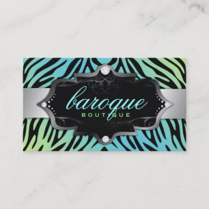 311 Baroque Boutique Turquoise Lime Zebra Business Card