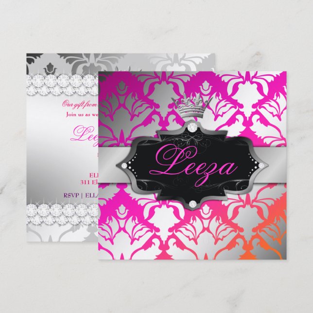 311-Baroque Princess Metallic Invitation (Front/Back)