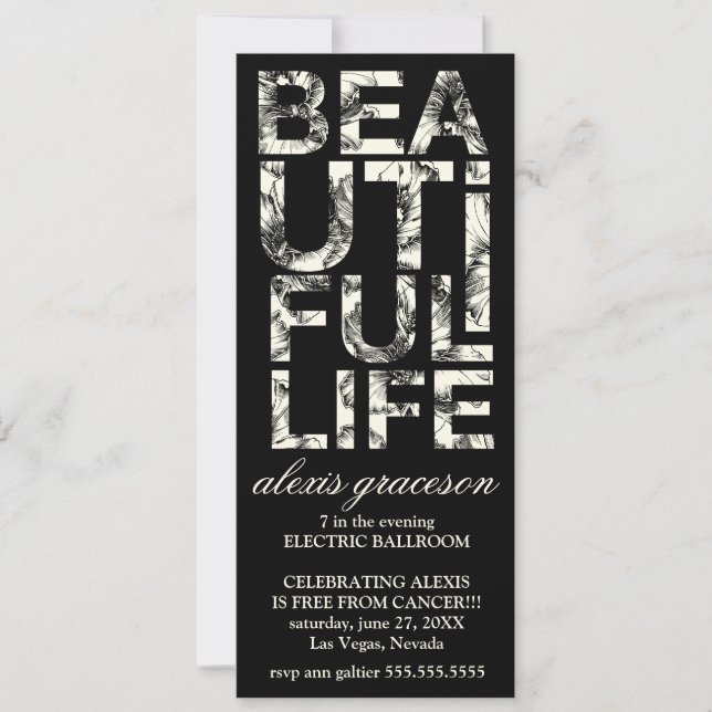 311 Beautiful Life Hibiscus Typography Invitation (Front)