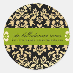 311 Belladonna Damask Lime Classic Round Sticker