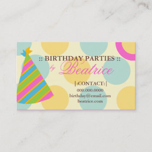 311-BIRTHDAY PARTY PLANNER PINK BUSINESS CARD