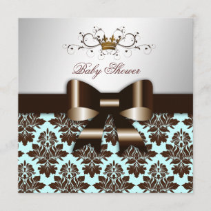 311 Blackberry Brown Damask Blue Brown Invitation