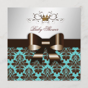 311 Blackberry Brown Damask Rose Turquoise Invitation