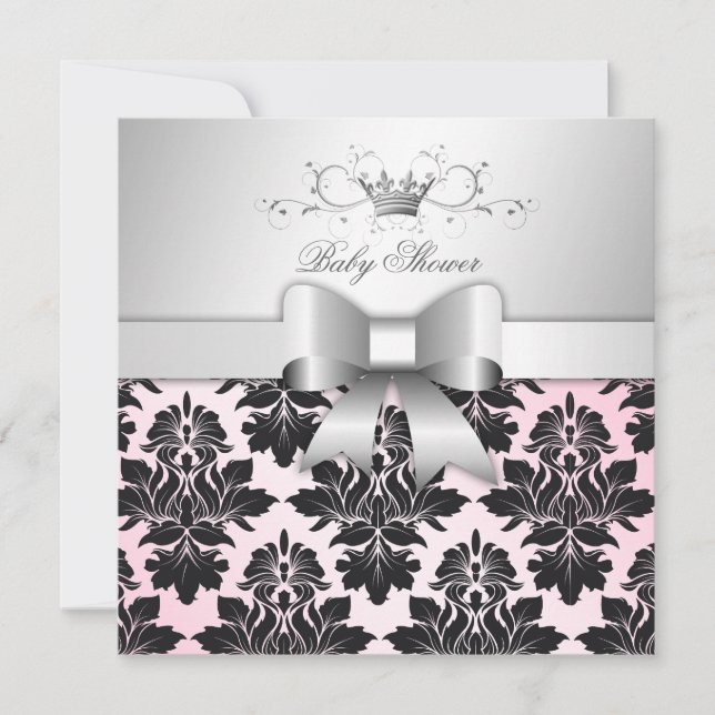 311-Blackberry Precious Pink Damask | Baby Shower Invitation (Front)