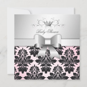 311-Blackberry Precious Pink Damask   Baby Shower Invitation