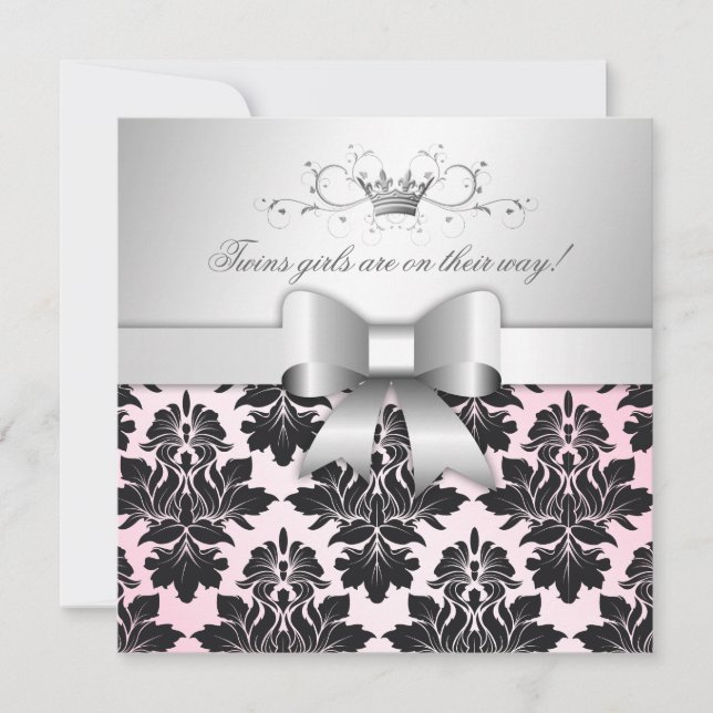 311-Blackberry Precious Pink Damask | Baby Shower Invitation (Front)