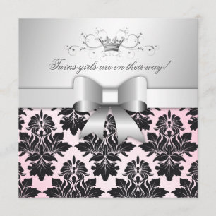 311-Blackberry Precious Pink Damask   Baby Shower Invitation