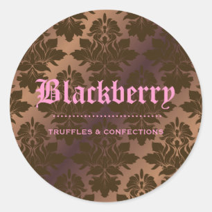 311-Blackberry "Pure" Chocolate Truffle Damask Classic Round Sticker