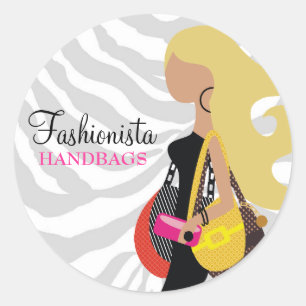 311 Blonde Fashionista Purses Zebra Classic Round Sticker