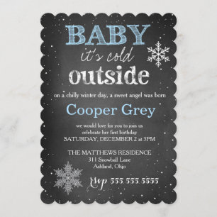 311 Blue Baby It's Cold Outside Winter Birthday Invitation