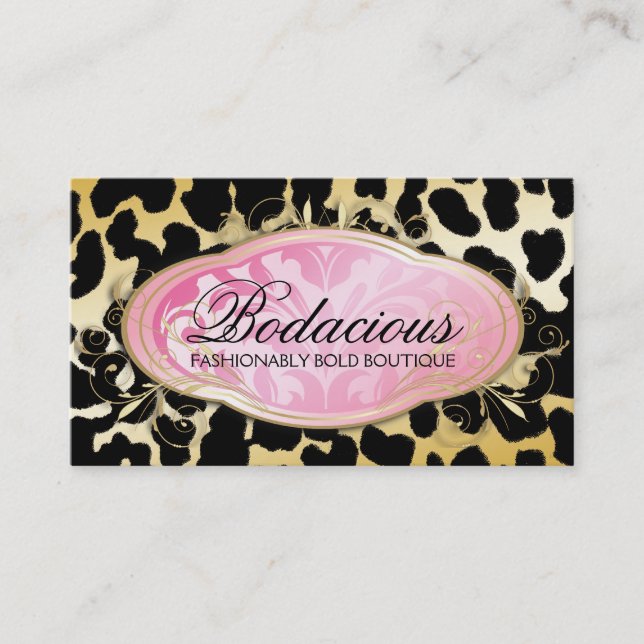 311 Bodacious Boutique Golden Leopard Spots Business Card (Front)