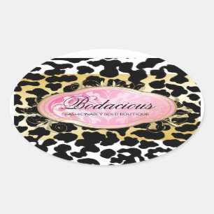 311 Bodacious Boutique Golden leopard Spots Oval Sticker