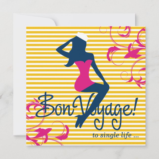 311-Bombshell Silhouette Nautical Bluer Lingerie Invitation (Front)