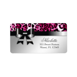 311 Bowlicious Hot Pink Leopard Address Label