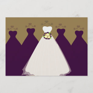 311 Bridal Party Eggplant & Gold Invitation