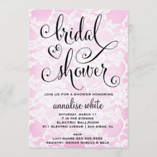 311 Bridal Shower Pink Lace Shower Invitation