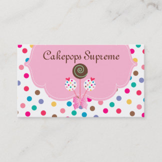 311 Cake Pops Business Card Polka Dots Pink Mint