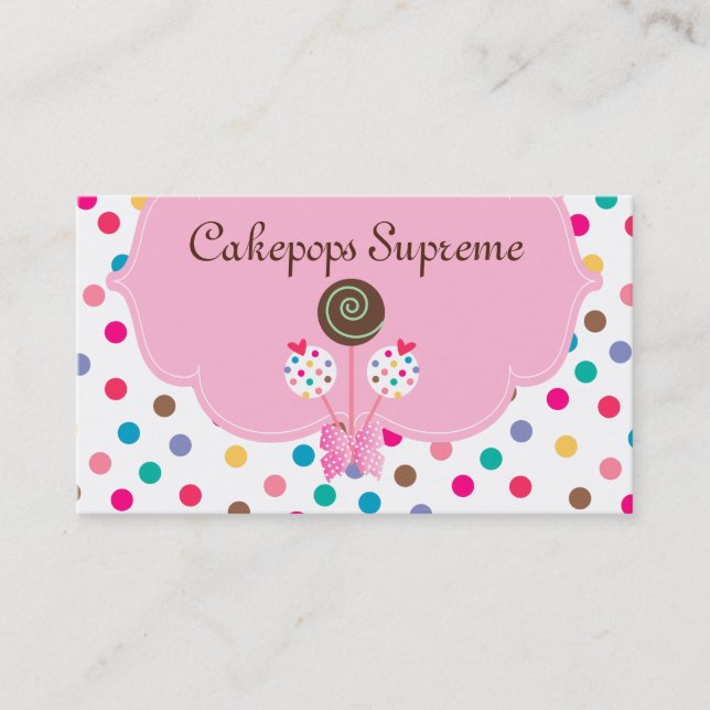 311 Cake Pops Business Card Polka Dots Pink Mint (Front)