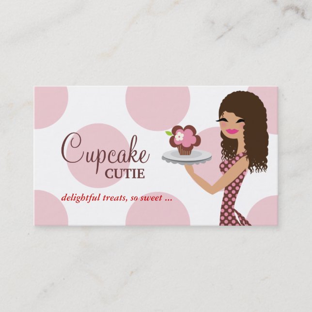 311 Candie Cupcake Cutie Pink Curly Hair Business Card (Front)