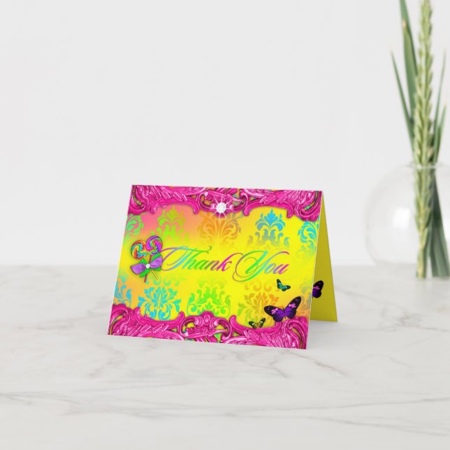 311 Candy Wonderland Pink Sweet 16 Thank You Cards (Front)