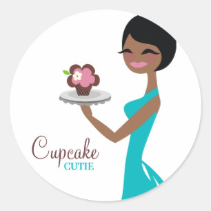 311 Carmella the Cupcake Cutie Gift Box Blue Classic Round Sticker
