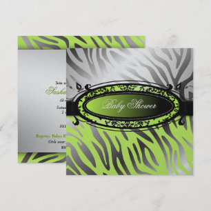 311-C'est Luxueux   Hot Momma Lime Zebra    Baby Invitation