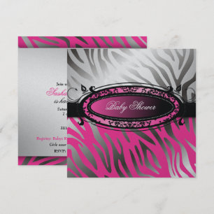 311-C'est Luxueux   Hot Momma Pink Zebra    Baby Invitation