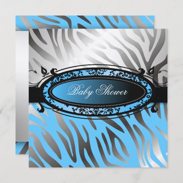 311-C'est Luxueux | Hot Momma Pink Zebra  | Baby Invitation (Front/Back)