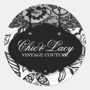311 Chic and Lacey Black and White Classic Round Sticker