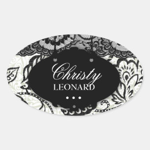 311-Chic & Lacy   Black White Original Oval Sticker