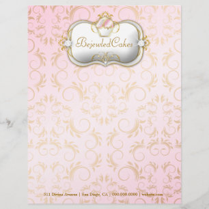 311 Ciao Bella Bejeweled Cakes Pink Background Custom Letterhead