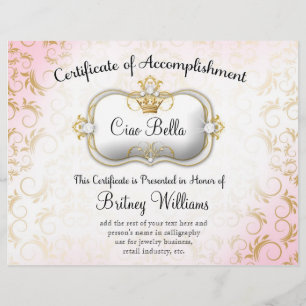 311 Ciao Bella Certificate of Accomplishment