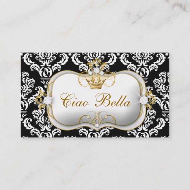 311 Ciao Bella Elegant Damask Business Card (Front)