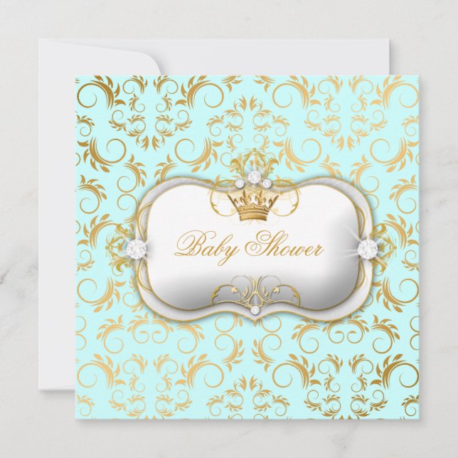 311 Ciao Bella Golden Divine Blue Baby Shower Invitation (Front)