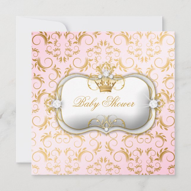 311 Ciao Bella Golden Divine Pink Baby Shower Invitation (Front)