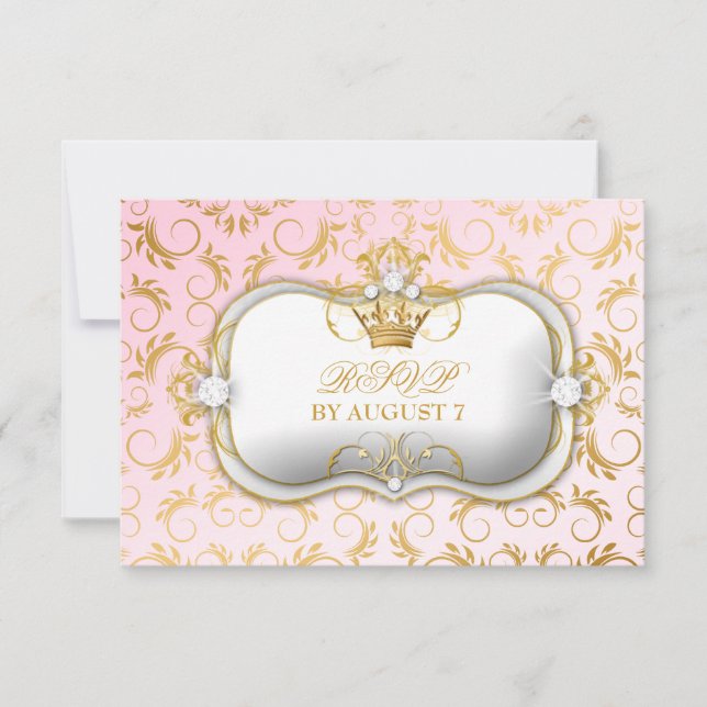 311 Ciao Bella Golden Divine Pink Baby Shower RSVP Card (Front)